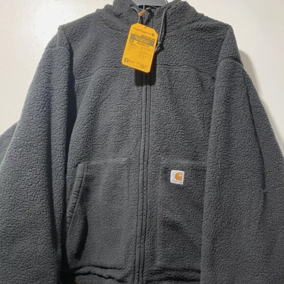 Carhartt Fleece to Nylon Rain Defender Reversible Hoodie Jacket OJ4992-M - Picture 2 of 8